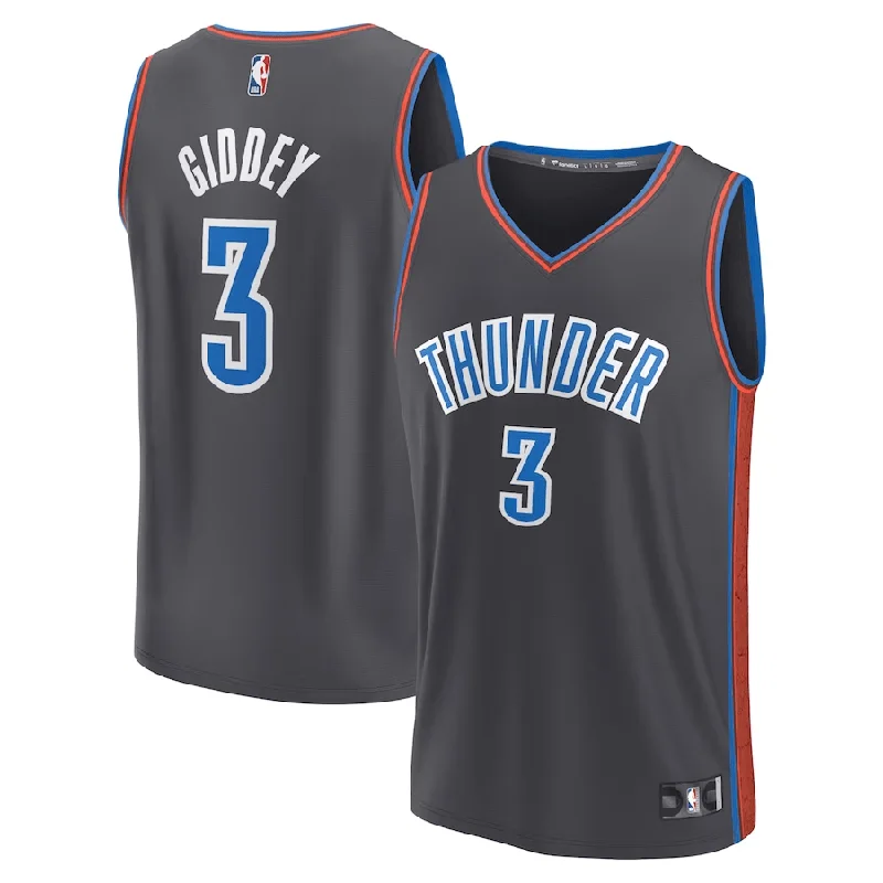 Men's Oklahoma City Thunder #3 Josh Giddey 2022/23 Black City Edition Stitched Basketball Basketball Jersey