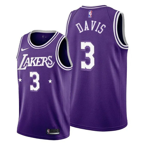 Men's Los Angeles Lakers 2021/22 City Edition #3 Anthony Davis Purple Stitched Basketball Basketball Jersey