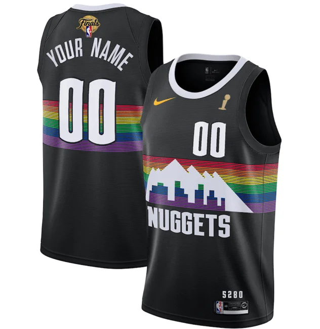 Men's Denver Nuggets Active Player Custom Black 2023 Finals Champions City Edition Stitched Basketball Basketball Jersey