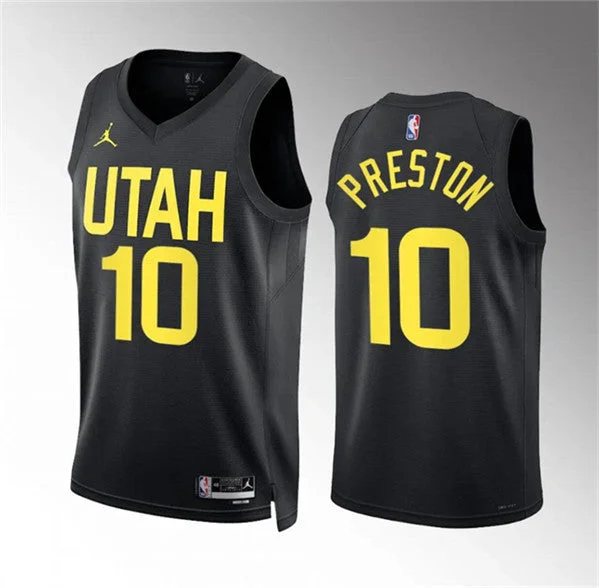 Men's Utah Jazz #10 Jason Preston Black Statement Edition Stitched Basketball Basketball Jersey