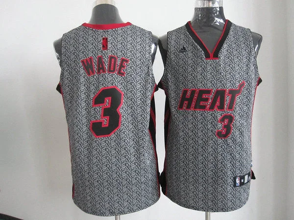 Heats 3 Wade Grey Basketball Jerseys