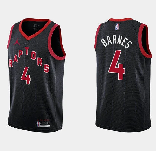 Men's Toronto Raptors #4 Scottie Barnes Black Statement Edition Basketball Basketball Jersey