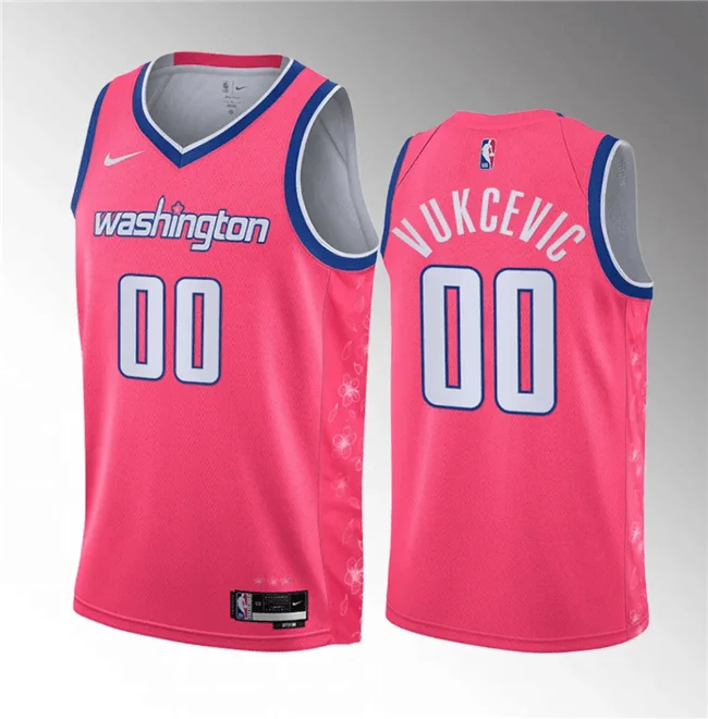 Men's Washington Wizards #00 Tristan Vukcevic Pink 2023 Draft City Edition Stitched Basketball Jersey