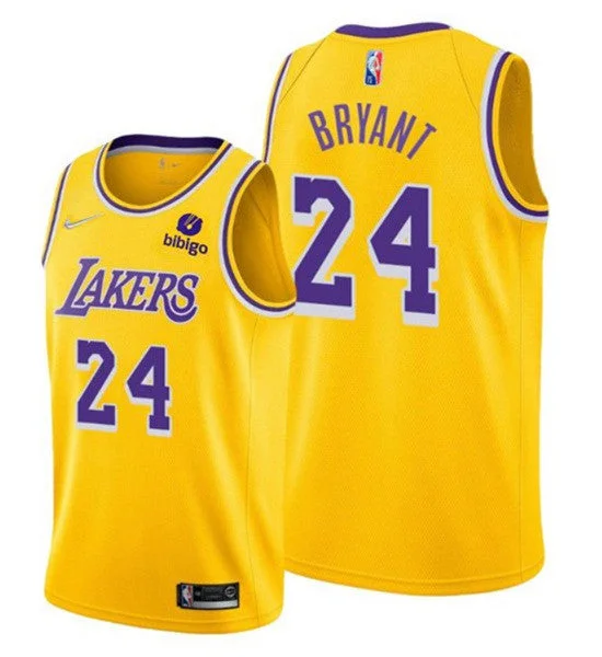 Men's Los Angeles Lakers #24 Kobe Bryant 75th Anniversary Diamond Gold 2021 Stitched Basketball Basketball Jersey