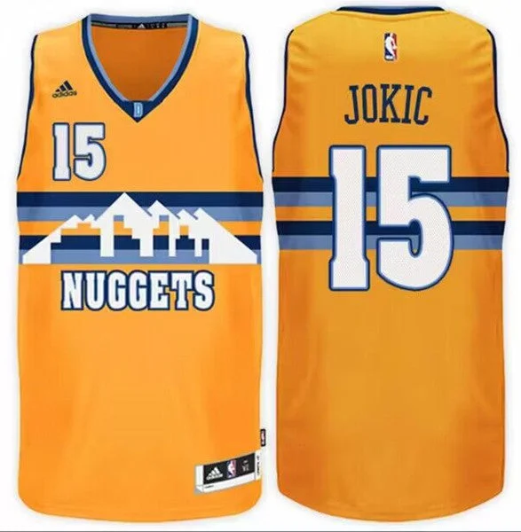 Men's Denver Nuggets #15 Nikola Jokic Gold 2016-17 Swingman Stitched Basketball Basketball Jersey