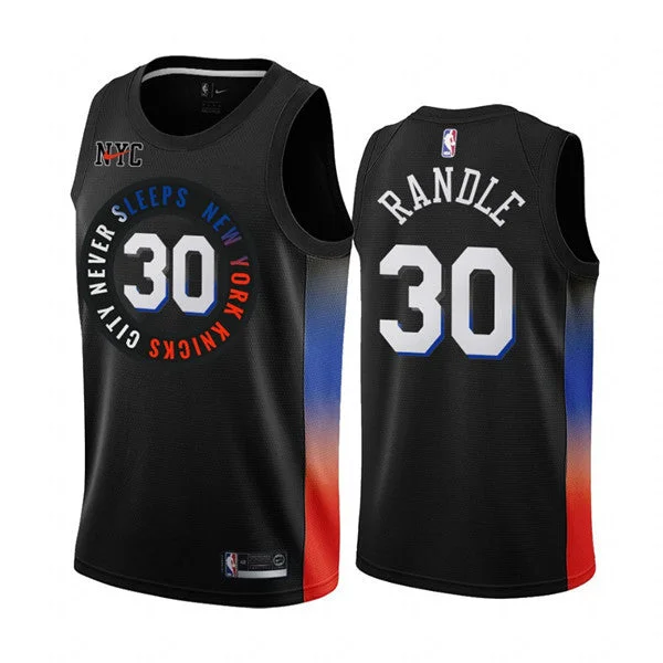 Men's New York Knicks #30 Julius Randle Black City Edition New Uniform 2020-21 Stitched Basketball Jersey