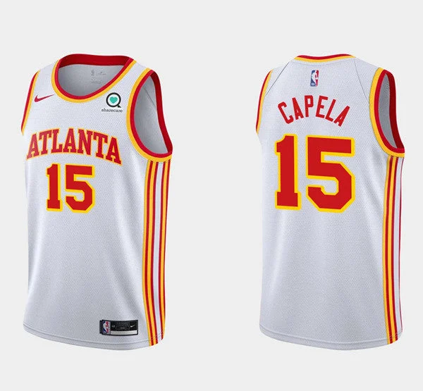 Men's Atlanta Hawks #15 Clint Capela White Stitched Basketball Jersey