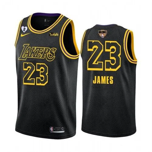 Men's Los Angeles Lakers #23 LeBron James Black 2020 Finals With GiGi Patch Stitched Basketball Jersey