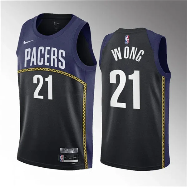 Men's Indiana Pacers #21 Isaiah Wong Blue 2023 Draft City Edition Stitched Basketball Basketball Jersey