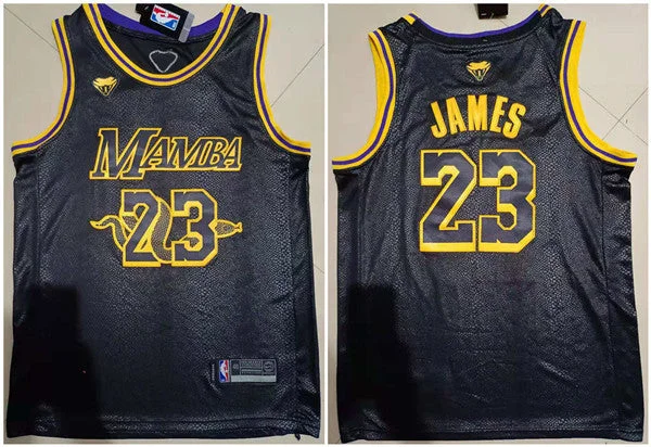 Men's Los Angeles Lakers #23 LeBron James Black 'Mamba' Stitched Basketball Jersey